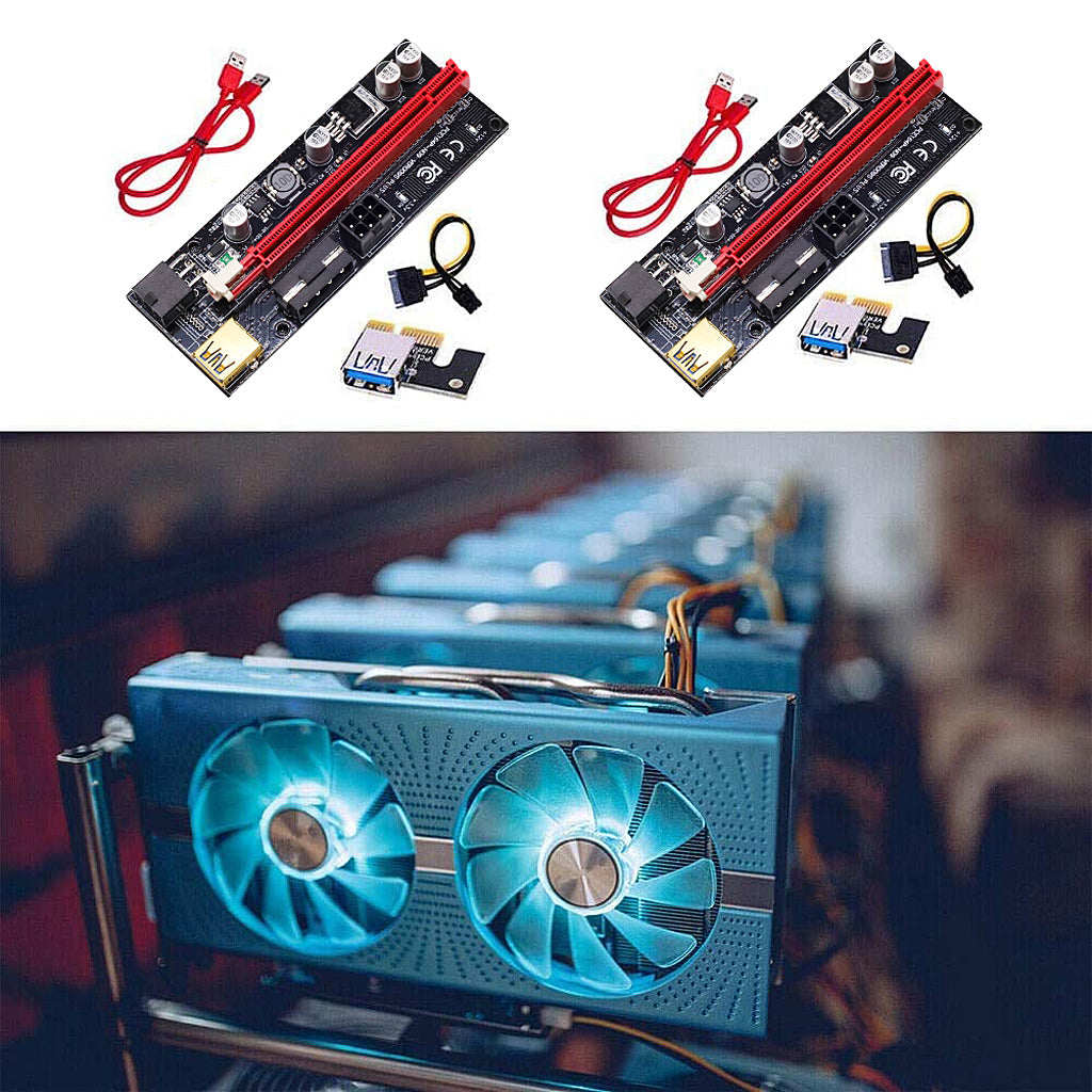 Eleboat® 2 Pack Pi+ VER009S Gold PCI-E 6Pin 1X to 16X Powered Pcie Riser Adapter Card Eleboat® 2 Pack Pi+ VER009S Gold PCI-E 6Pin 1X to 16X Powered Pcie Riser Adapter Card